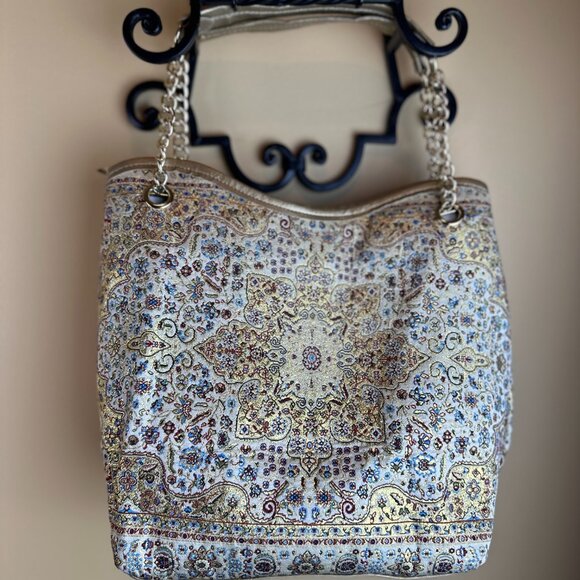 MOTTIF ISTANBUL 1024 woven chain faux leather chain strap. Woven shimmery gold - Picture 3 of 7